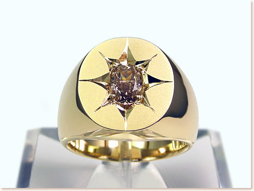 K18ダイヤモンド小判型印台加工 拡大画像